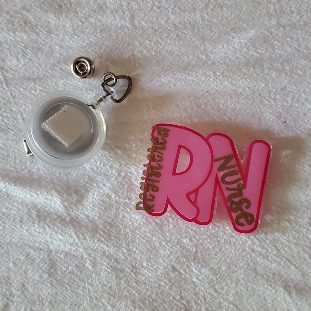 Badge reel with acrylic "Registered Nurse" decor